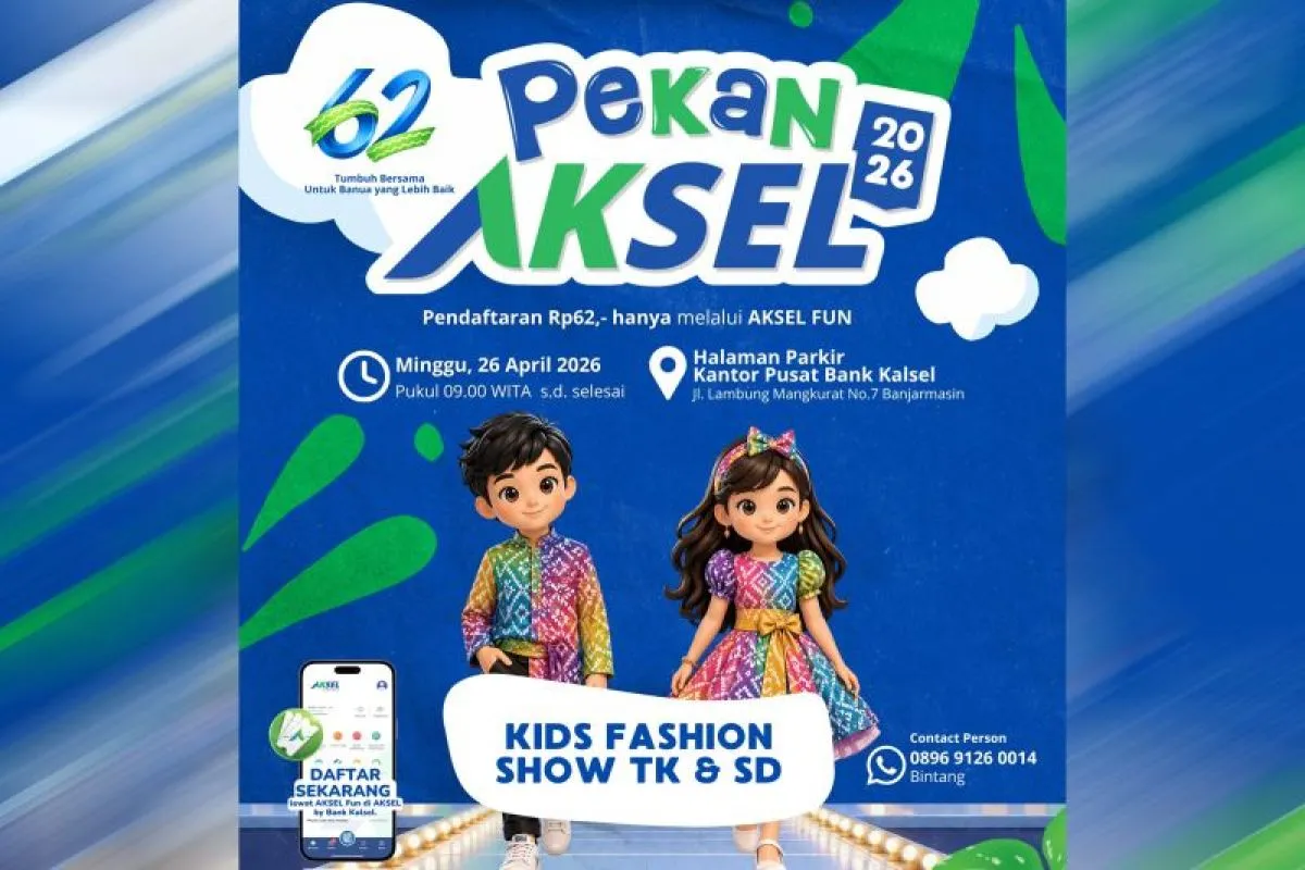Bank Kalsel Angkat Budaya Sasirangan Lewat Fashion Show Anak di Pekan AKSEL 2026